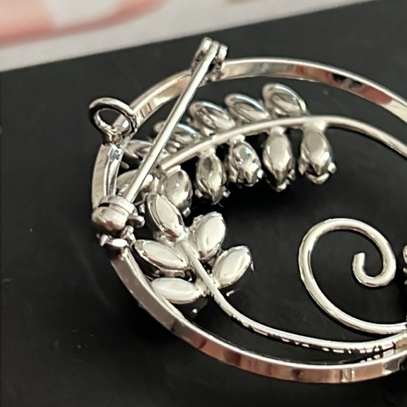 Sterling ART DECO 925 RHINESTONE BROOCH/PENDANT - Picture 5 of 9